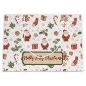 Grand Sac Cadeau Holiday Santa Gift Bag – Whimsical Design (Devant)