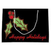 Grand sac cadeau Holly de Noël (Devant)