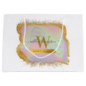 Grand Sac Cadeau Holographique Parties scintillant Or Moderne Coiff (Devant)