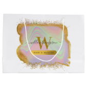 Grand Sac Cadeau Holographique Parties scintillant Or Moderne Coiff (Dos)