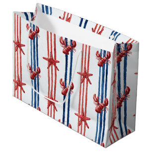 Grand Sac Cadeau Homard Rouge Blanc Bleu Patriotique Étoiles (1)