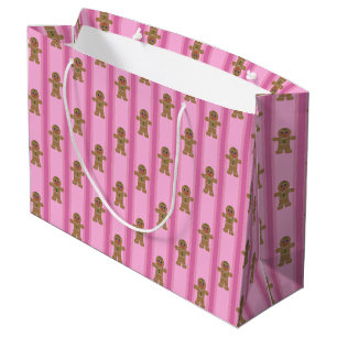 Grand Sac Cadeau Homme en pain d'épices rose mignon et fantaisiste
