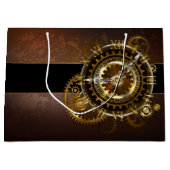 Grand Sac Cadeau Horloge Steampunk avec des engrenages anciens (Devant)