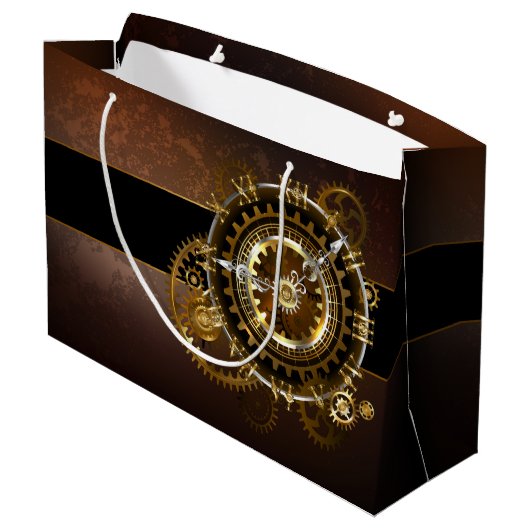 Grand Sac Cadeau Horloge Steampunk avec des engrenages anciens (Dos Angle)
