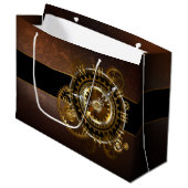 Grand Sac Cadeau Horloge Steampunk avec des engrenages anciens (Devant Angle)