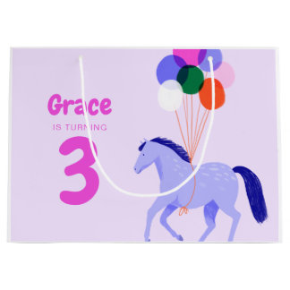 Grand Sac Cadeau Horse Thème Anniversaire