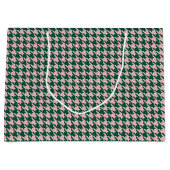 Grand Sac Cadeau Houndstooth Noël Moderne Vert & Rose (Devant)
