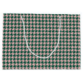 Grand Sac Cadeau Houndstooth Noël Moderne Vert & Rose (Dos)