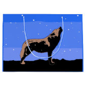 Grand Sac Cadeau Howling Wolf en hiver - Art faunique original (Devant)