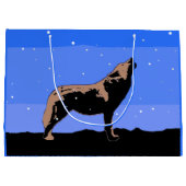 Grand Sac Cadeau Howling Wolf en hiver - Art faunique original (Dos)