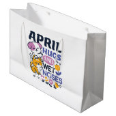 Grand Sac Cadeau Hugs d'avril et nez mouillé - Cute chien et chat a (Devant Angle)