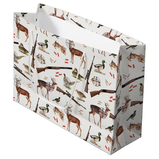 Grand Sac Cadeau Hunting Wildlife Outdoorsman Pattern (Devant Angle)
