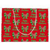 Grand Sac Cadeau Husky Siberian Christmas Chien & Green Bow (Dos)