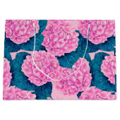 Grand Sac Cadeau Hydrangea aquarelle motif, rose et bleu (Devant)