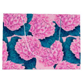 Grand Sac Cadeau Hydrangea aquarelle motif, rose et bleu (Dos)