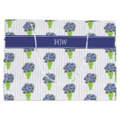 Grand Sac Cadeau Hydrangea Bleu Rayure Monogramme Côtiers (Dos)