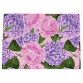 Grand Sac Cadeau Hydrangea et motif de pivoine (Devant)