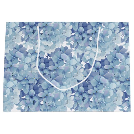 Grand Sac Cadeau Hydrangea fleurs aquarelle (Devant)