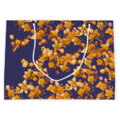 Grand Sac Cadeau Hydrangea orange et marine (Devant)