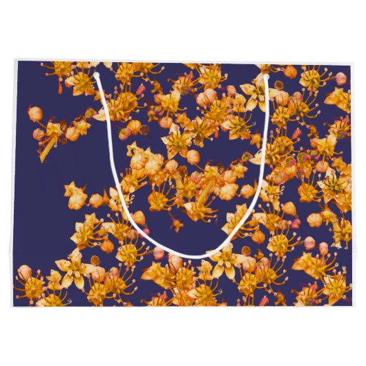 Grand Sac Cadeau Hydrangea orange et marine (Dos)