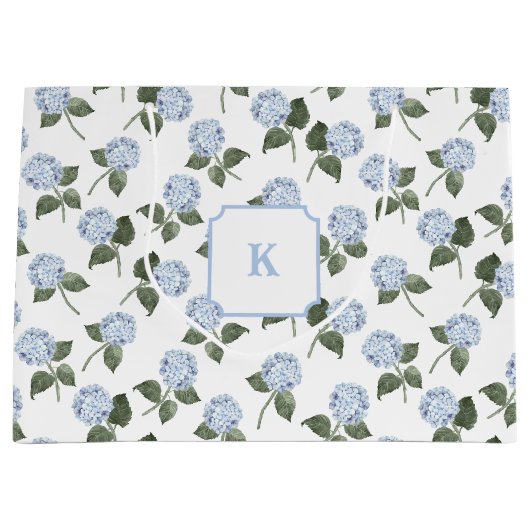 Grand Sac Cadeau Hydrangeas Bleus en Fleur (Devant)