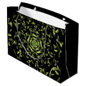 Grand Sac Cadeau Hypnose de nature verte et noire fractale (Dos Angle)