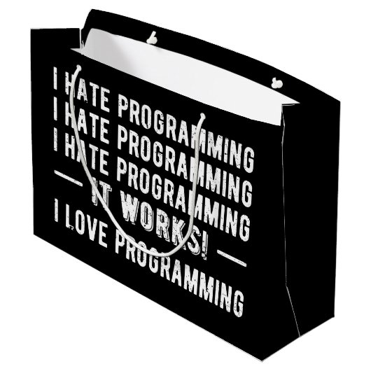 Grand Sac Cadeau I Hate Programmation - Drôle Programmeur II (Dos Angle)