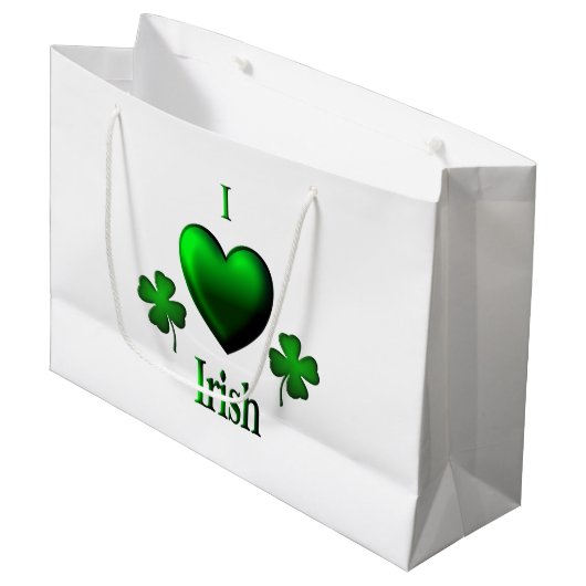 Grand Sac Cadeau I Heart Irish (Devant Angle)