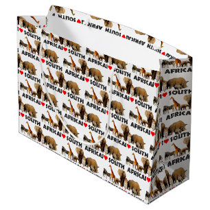 Grand Sac Cadeau I Heart South Africa Wildlife Collage