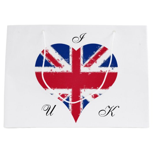 Grand Sac Cadeau I Heart UK Angleterre British Flag (Devant)