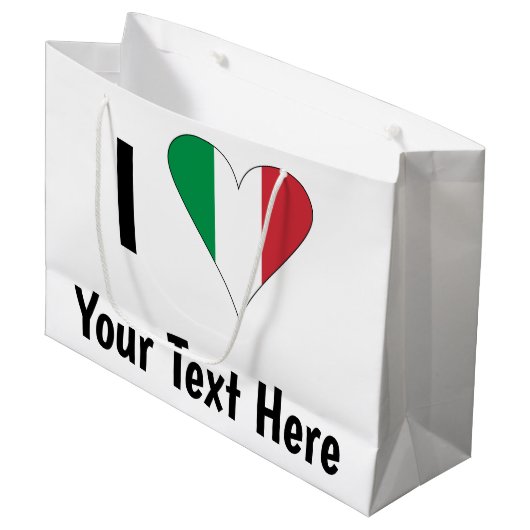Grand Sac Cadeau I (Italian Flag Heart Love) Your Text (Devant Angle)