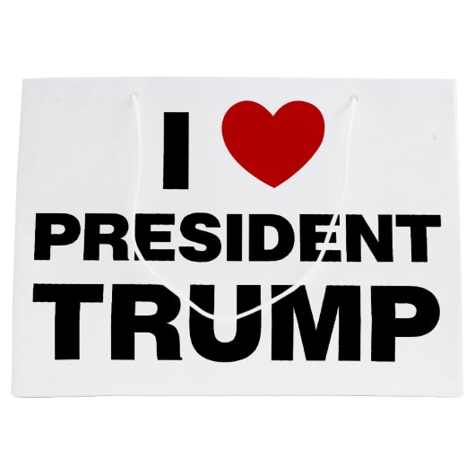 Grand Sac Cadeau I Love Président Trump Heart (Devant)