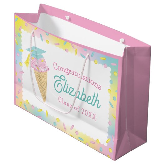Grand Sac Cadeau Ice Cream Graduation Party (Devant Angle)