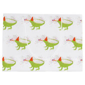 Grand Sac Cadeau Iguana Lizard Fête Animaux ayant une fête (Dos)