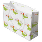 Grand Sac Cadeau Iguana Lizard Fête Animaux ayant une fête (Dos Angle)
