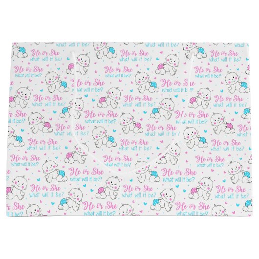 Grand Sac Cadeau Il Elle Nouveau Bébé (Devant)