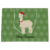 Grand Sac Cadeau illusima Lama Flocon de Noël Vert (Devant)