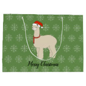Grand Sac Cadeau illusima Lama Flocon de Noël Vert (Dos)