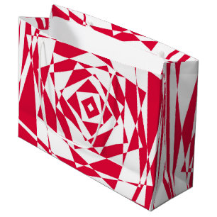 Grand Sac Cadeau Illusion abstraite rouge blanc
