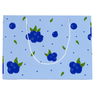 Grand Sac Cadeau Illustration botanique mignonne de myrtille sur fo