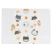 Grand Sac Cadeau Illustration d'animal blanc et Brown - Appl stylis (Dos)