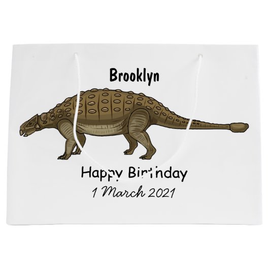 Grand Sac Cadeau Illustration d'Ankylosaurus (Devant)