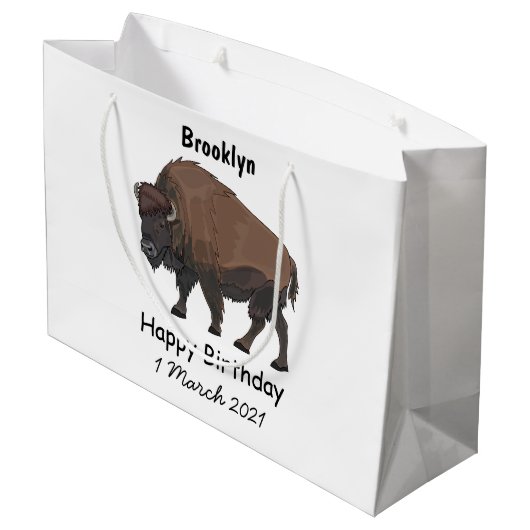 Grand Sac Cadeau Illustration de bison (Dos Angle)