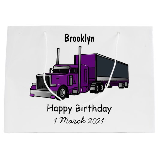 Grand Sac Cadeau Illustration de camion semi-remorque (Devant)