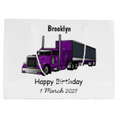 Grand Sac Cadeau Illustration de camion semi-remorque (Dos)