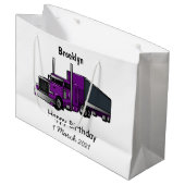 Grand Sac Cadeau Illustration de camion semi-remorque (Devant Angle)