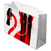 Grand Sac Cadeau Illustration de chat rouge et d'oiseau noir (Dos Angle)