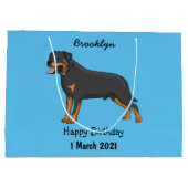 Grand Sac Cadeau Illustration de chien Rottweiler (Dos)