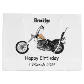 Grand Sac Cadeau Illustration de Chopper Motorcycle 1950 (Dos)