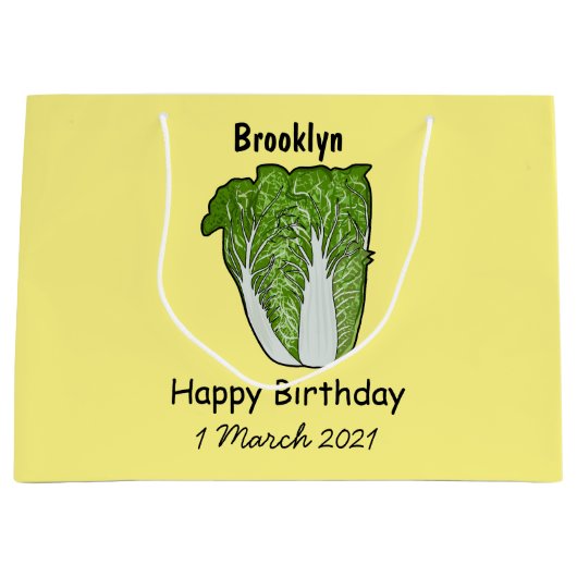 Grand Sac Cadeau Illustration de chou chinois (Devant)